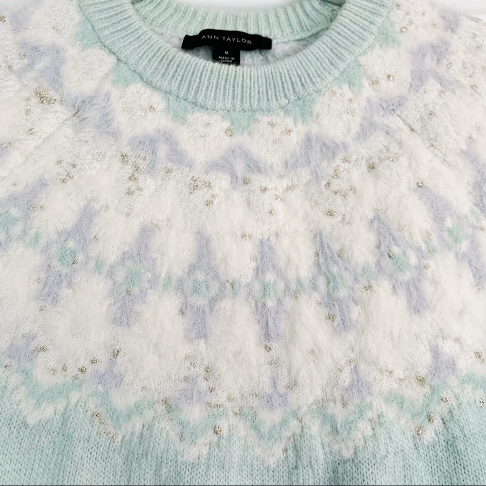 NWOT Ann Taylor Fair Isle Mock Neck Sweater - Picture 3 of 6